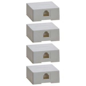 4x 1 Port Telephone Phone Surface Mount Box Wall Plate Jack RJ12 RJ11 6P6C White - Picture 1 of 3