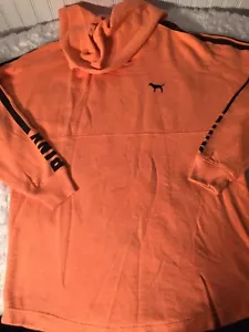 PINK Victoria Secret Dog Logo Orange Womens Hoodie Pullover X Small - Picture 1 of 5