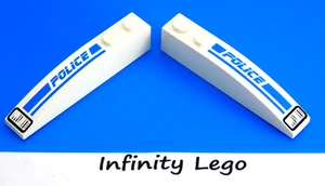 2 LEGO White Curved Top 6 x 1 Printed POLICE Speedy Police Car 48130 42022 4666 - Picture 1 of 1