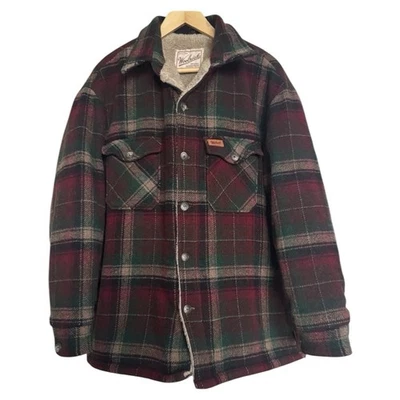 VTG 90s Woolrich Wool Plaid Sherpa Lined Jacket Coat Button Up Men’s Large USA - Image 1 of 4