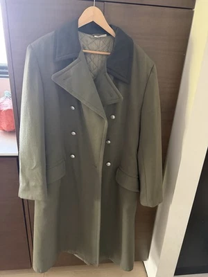 Abrigo militar alemán vintage trinchera doble botonadura 1940 XL 52 verde Foto 1 de 4