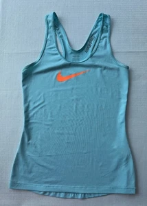 Nike ✔️ Dri Fit Racer Back Tank Size M Blue White Stripes Womens Athletic VGUC - Picture 1 of 8