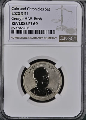 2020 S Coin and Chronicles George Bush $1 NGC Reverse PF69  JS Slot 39  box 29 - Image 1 of 2
