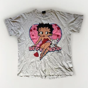 Vintage 1993 Betty Boop Cartoon T-Shirt White Pink Blue Dog Graphic Tee - Picture 1 of 12