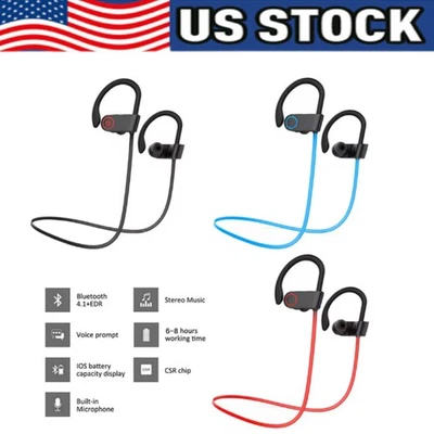 Waterproof Bluetooth 5.0 Earbuds Stereo Sport Wireless Headphones in Ear Headset - Image 1 of 4