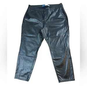 Old Navy Black Faux Leather OG Straight High Rise Pants (Size 16 Petite) - Picture 1 of 3