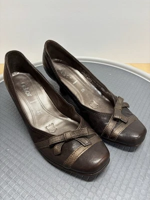 Tacones GABOR Talla US 5.5 (UK 3.5) Cuero Marrón Bronce Usados en Excelente Condición Foto 1 de 4