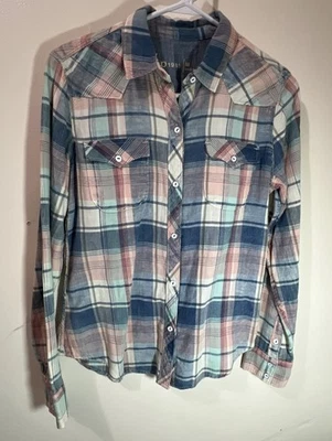 Gap Boyfriend Fit Multi Plaid Long Sleeves Collared Button Down Shirt Sz M - Image 1 of 4