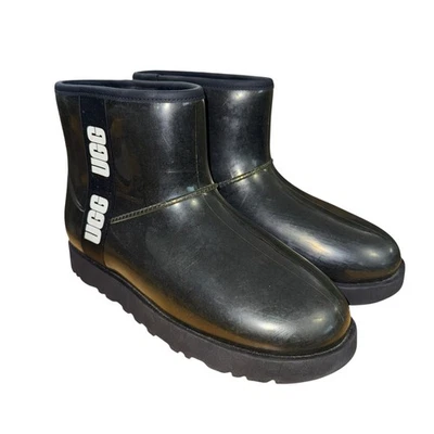UGG CLASSIC CLEAR MINI Waterproof Ankle Boots 1113190 BLACK Pre-Owned Womens 10 - Image 1 of 4