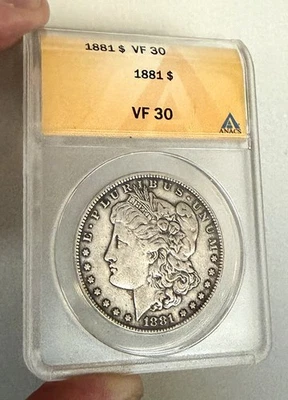 1881-P Morgan Silver Dollar $1 Graded VF30 ANACS  - Image 1 of 2