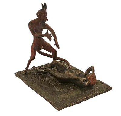 Antike erotische WIENER BRONZE um 1900 - Teufel und Junge Frau, Fritz Bermann - Bild 1 von 4