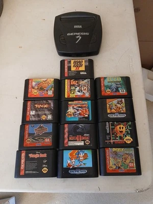 Sega Genesis Model 3 Console & 13 Games Lot UNTESTED NO CORDS SOLD AS IS - Image 1 of 4