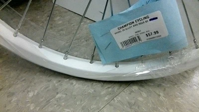 WHEEL 20"  KIDS ALUMINUM WHITE ALLOY BMX FW B/O 3/8 - Image 1 of 4