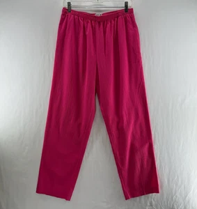 Drapers & Damons Crinkle Pull On Pants Size PM Elastic Waist High Rise Hot Pink - Picture 1 of 10