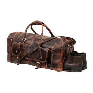 24 Inch Leather Duffel Bags for Men and Women Full Grain Leather Travel Overn... - Picture 1 of 7