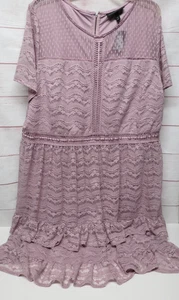 Vestido de encaje Lane Bryant talla 24 2x rosa polvoriento malva con etiqueta DEFECTUOSO romántico - Imagen 1 de 9