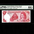 Cayman Islands 10 Dollars 1974 P-7a * PMG Unc 64 EPQ * Queen Elizabeth *