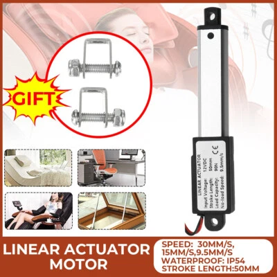 DC 12V Linear Actuator 30/60/90N 50mm Stroke Length Mini Electric Motor 3 Speeds - Image 1 of 4