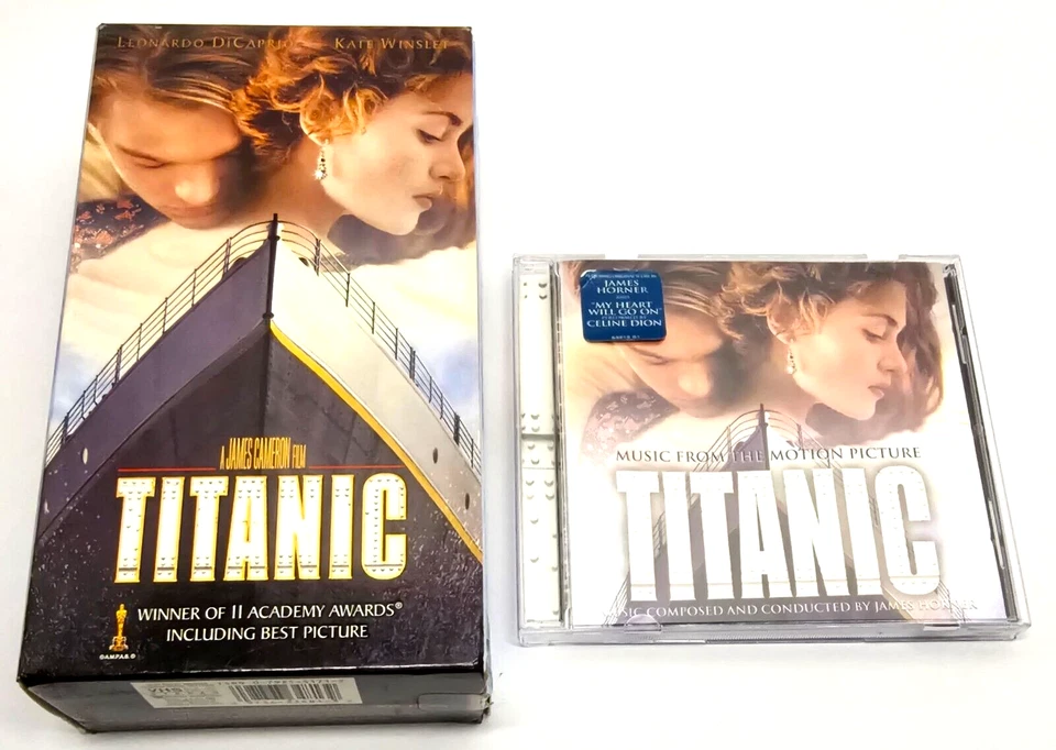 Titanic VHS 1998 2-Tape With Bonus CD Soundtrack Like New Bundle - Image 1 of 4