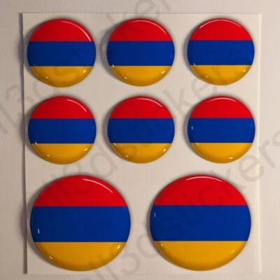 ALL3DSTICKERS Aufkleber Armenien Flagge 3D Rund Gedomt Fahne 3D Kfz-Aufkleber
