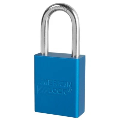 Pack of 6 American Lock Aluminum Padlock, Model# A1105BLU, Keyed Different, Blue - Image 1 of 4