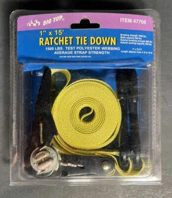 Correas de trinquete 1” x 15’ - 2 nuevas en paquete - correas de amarre Foto 1 de 2