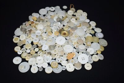 Vintage White Beige Pearl Glass Button Lot #2 – 1930-1970’s - Image 1 of 4