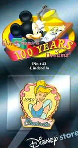 Pin de intercambio DISNEY - 100 años de sueños - CENICIENTA - Pin 43 en tarjeta de venta - Imagen 1 de 4