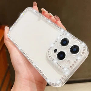 Case For iPhone 16 15 Pro Max 16e 14 13 12 Luxury Diamond Clear Shockproof Cover - Bild 1 von 9