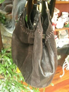 Sigrid Olsen braune Wildleder- und Lederhandtasche mit Nähakzent HOBO - Bild 1 von 9