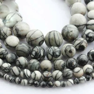Lote de cuentas de piedras preciosas de encaje gris natural de 15" 4 mm 6 mm 8 mm 10 mm 12 mm - Imagen 1 de 9