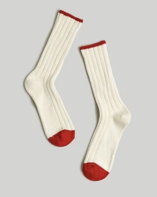 Madewell Pantalón Acanalado Calcetines Crudo Talla Única Nuevo Con Etiquetas Rojo Blanco Foto 1 de 3