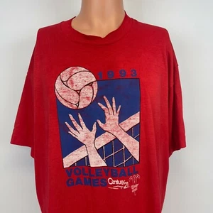 Volleyball Games Single Stitch T Shirt Vtg 90s 1993 Screen Stars Made USA 2XL  - Picture 1 of 5