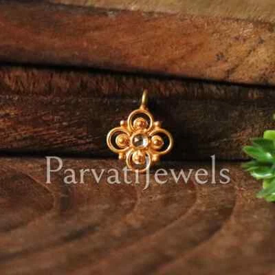 Подарок женские подвески подвески из чистого 18-каратного золота с натуральным бриллиантом розовой огранки - Изображение 1 из 4