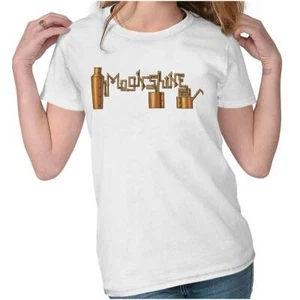 Making Moonshine Drinking Alcohol Whiskey Womens Top Junior Graphic Tee - Picture 1 of 2