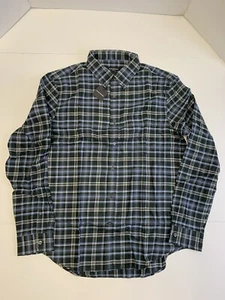 Auténtica camisa de franela de algodón a cuadros Club Monaco azul negro marino para hombre L* - Imagen 1 de 9