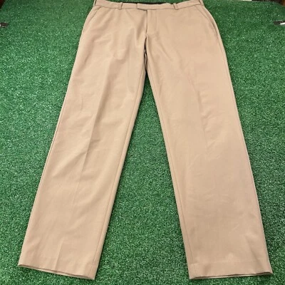 Pantalones de vestir Van Heusen para hombre 36x32" marrón pantalones elásticos rayón trabajo formal preppy Foto 1 de 4