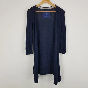 EDC Womens Size XS 6-8 Navy Blue Long Length Knit Cardigan Pockets - Picture 1 of 14