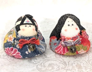 Vintage Handmade cloth Chirimen Zaiku Hina Dolls - Picture 1 of 11