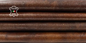 BROWN DISTRESSED SHIMMER PEARLIZED Thick Goat Leather 2 skins 6sqf 1.2mm C4855 - Picture 1 of 7