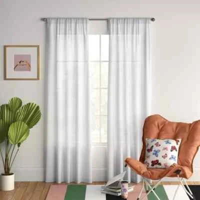 Room Essentials™ 1pc Sheer Window Curtain Panel White - 60" X 84" - Image 1 of 3