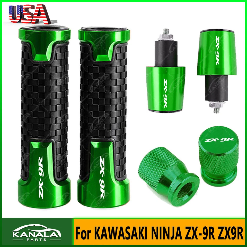 3PCS CNC Handlebar Hand Grips Set Tire Valve Cover For KAWASAKI NINJA ZX-9R ZX9R Foto 1 de 1