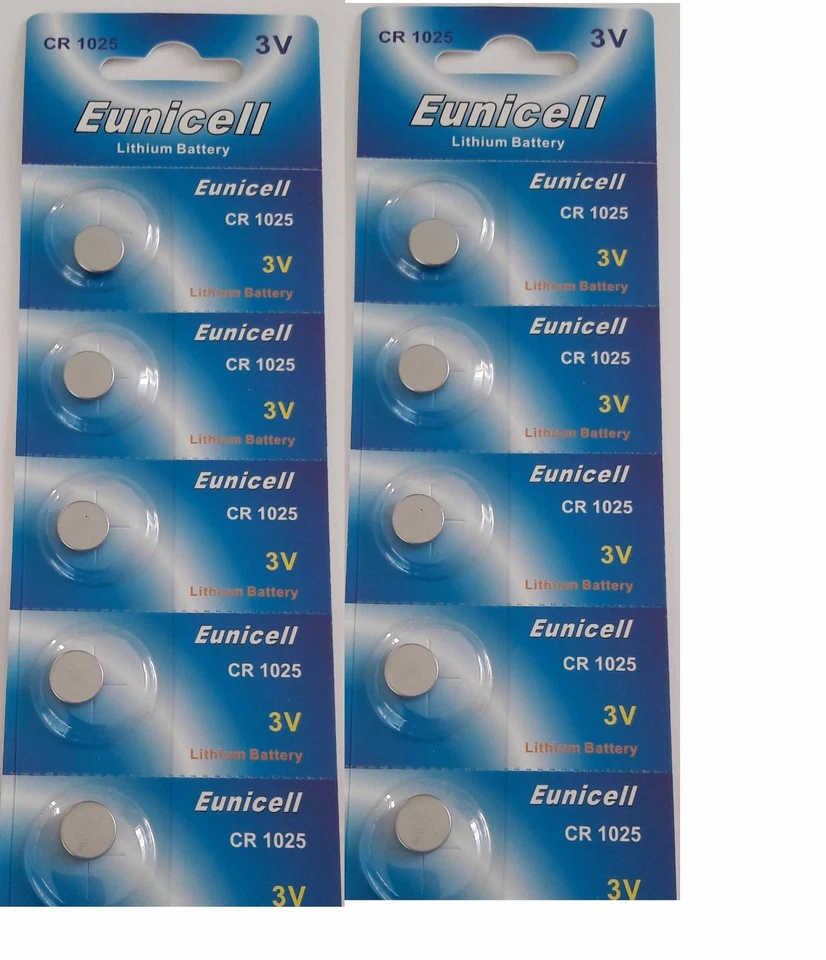 ENVOI SOUS SUIVI EUNICELL - Lot de 10 Piles Bouton CR1025 Lithium 3V