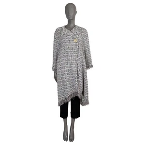 70533 auth CHANEL white 2018 18C GREECE OVERSIZED SEQUIN TWEED Coat Jacket 38 S - Picture 1 of 7