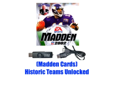 Madden NFL 2002 Roster Historic Teams Unlocked Save Original Xbox USB + Cable 02 - Image 1 of 2