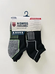 K-SWISS Pickleball Mens Socks Low Cut Cushioned 6 Pair Shoe Size 6-12.5 Black - Picture 1 of 4