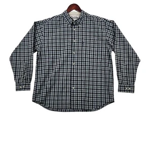 Columbia Long Sleeve Button Down Shirt 100% Cotton Blue Green Plaid Mens L EUC - Picture 1 of 12