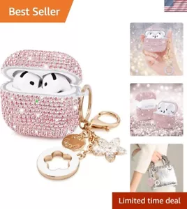 Stylish Hard Protective AirPods 4 Case - Bling Rhinestones & Keychain Included - Picture 1 of 9