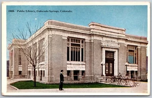 Postal antigua de colección de la biblioteca pública Colorado Springs CO de los años 20 - Imagen 1 de 2