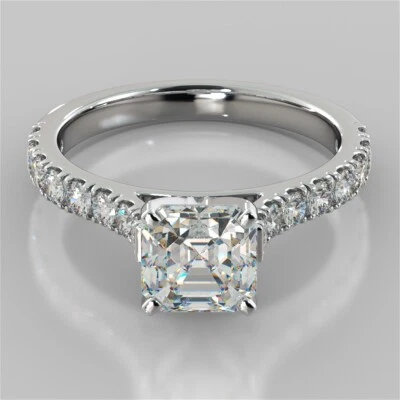 2.32 Ct Asscher Cut Lab Grown Diamond Ring For Girlfriend Solid 950 Platinum - Image 1 of 4